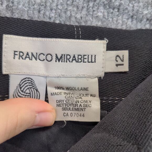 Franco Mirabelli Wool Skirt Womens Size 12 Black Checked Pattern - Picture 13 of 13